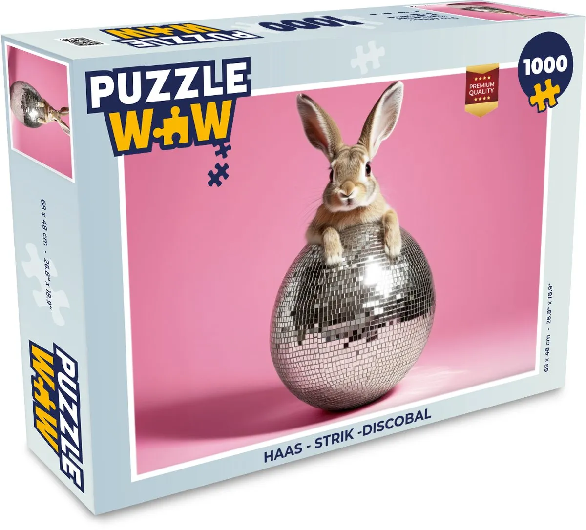 PuzzleWow Puzzel Haas - Disco 1000 Stuks - Paashaas Roze