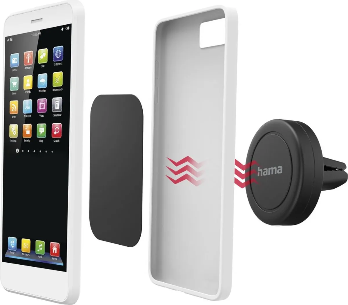 Hama GSM-houder Auto Magnetisch 360° Draaibaar - Zwart