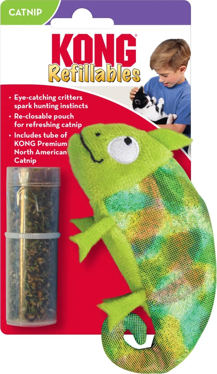 KONG Kameleon Met Catnip Hervulbaar - Groen