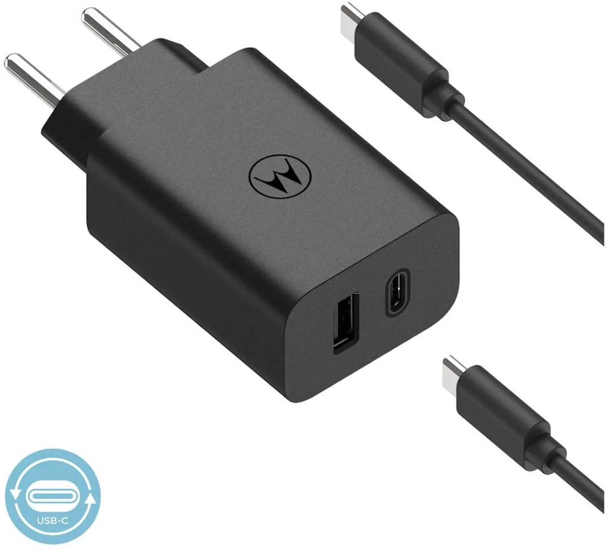 Motorola Turbo Power 50W Lader MC-502 - USB-C & USB - 50W - Zwart