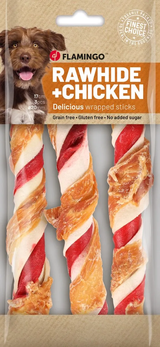 Flamingo R'hide Snack Staaf Multicolor Kip 20mm - 3 Stuks