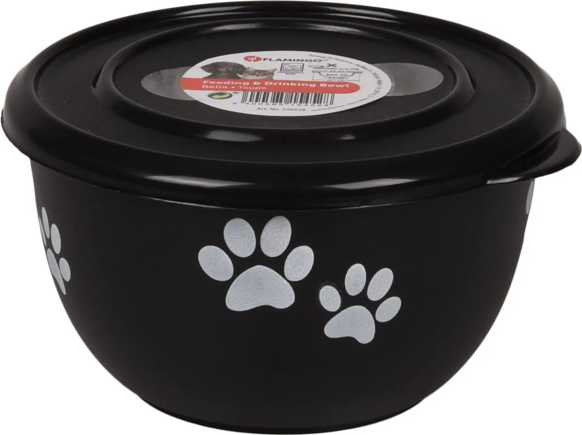 Flamingo Kena Eet- en Drinkpot Honden - Zwart S 12,7cm 600ml