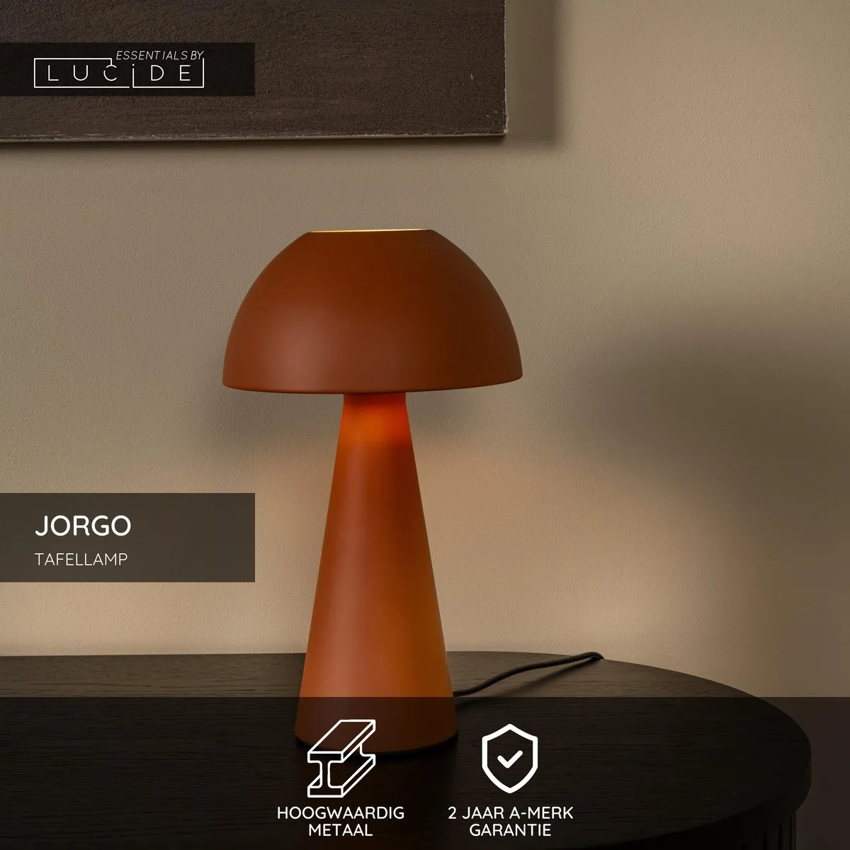 Lucide JORGO Tafellamp Ø20cm - Terracotta