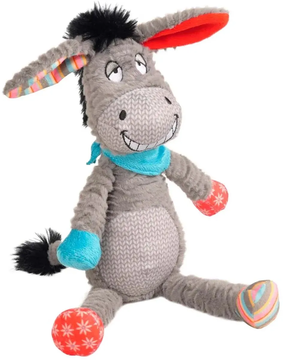 Flamingo Molly Ezel Grijs 34cm Pluche Knuffel Hondenspeelgoed