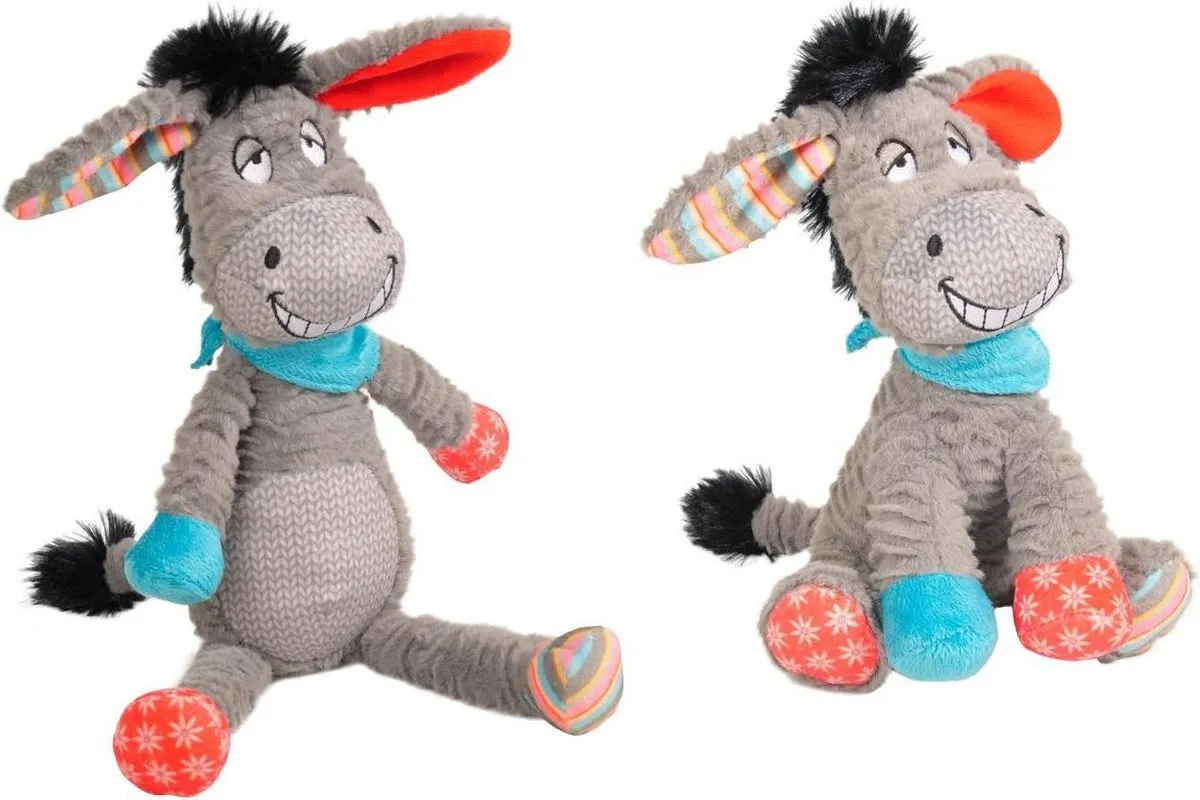 Flamingo Molly Ezel Grijs 34cm Pluche Knuffel Hondenspeelgoed
