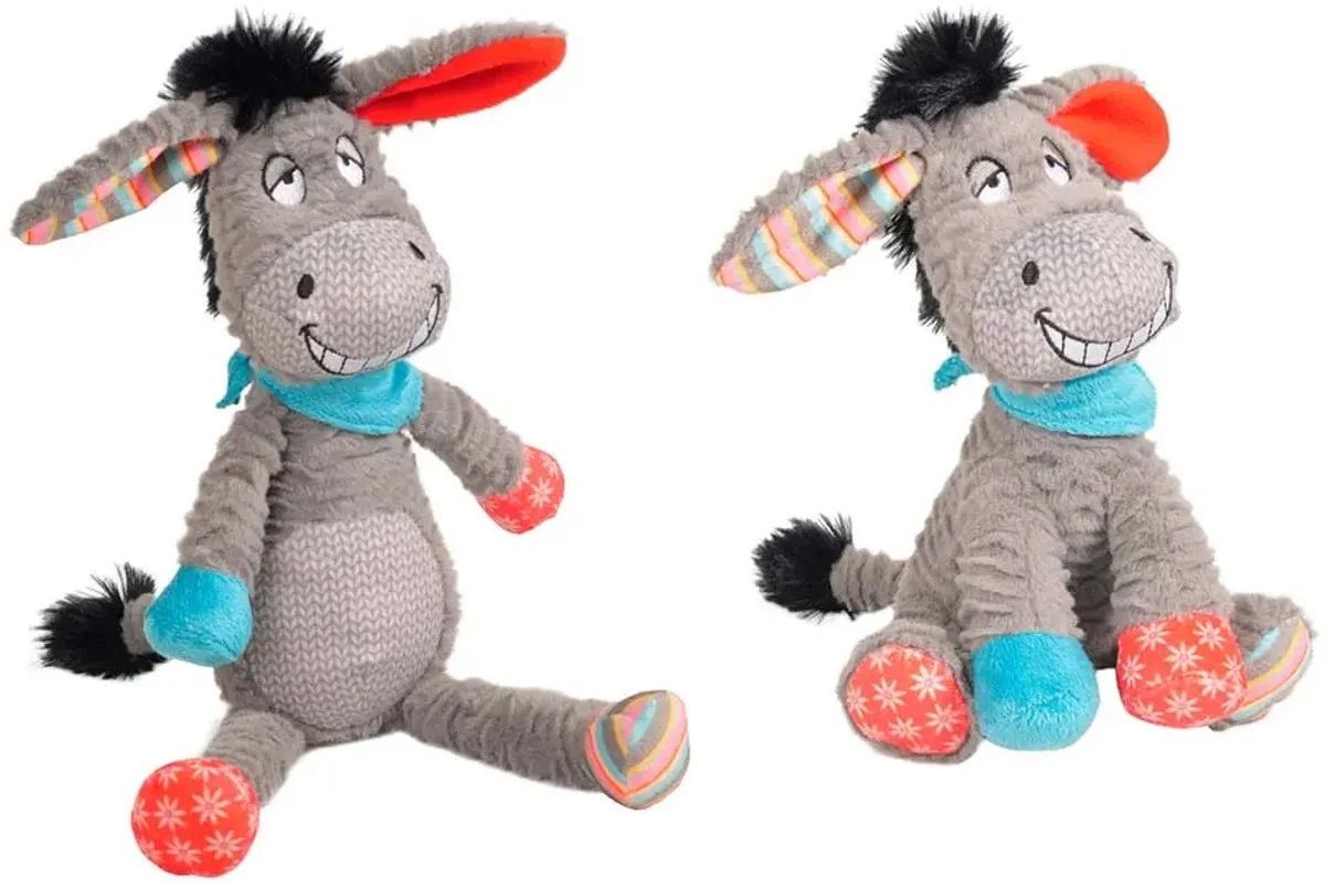 Flamingo Molly Ezel Grijs 34cm Pluche Knuffel Hondenspeelgoed