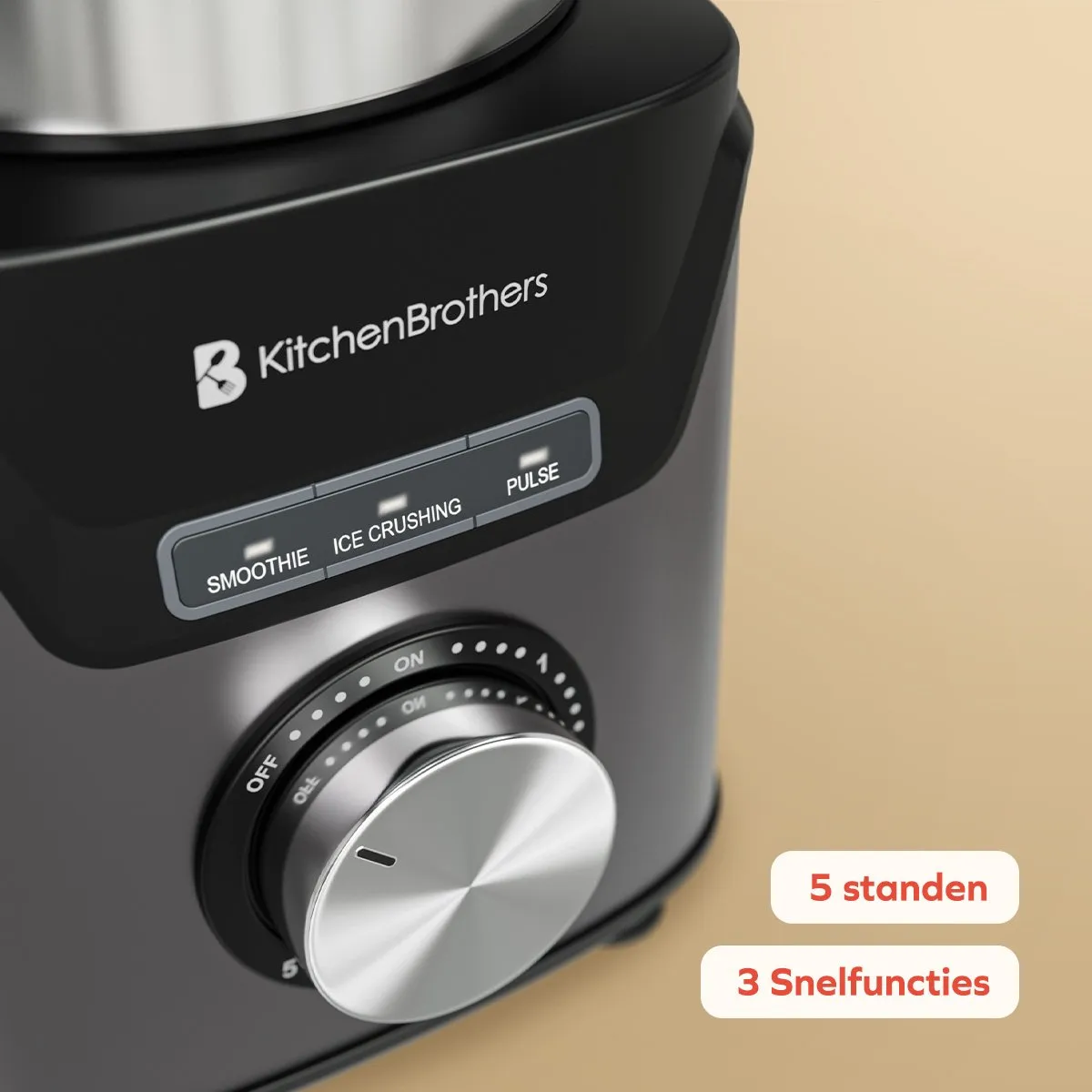 KitchenBrothers Blender 1200W - 1.5L - Grijs - afbeelding 6 van 6