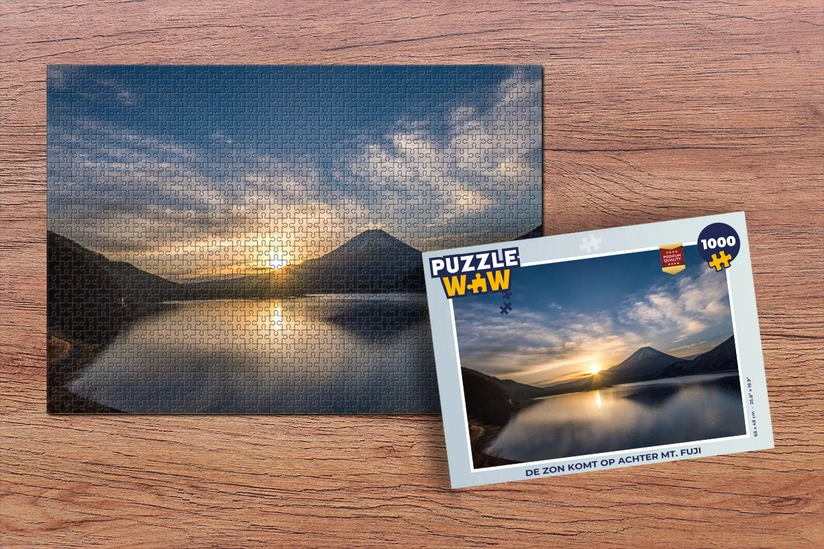 PuzzleWow De zon komt op achter Mt. Fuji Legpuzzel 1000 Stuks - Multicolor