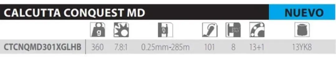 Shimano Calcutta Conquest MD 301 XG LH - Baitcastingmolen - 12 Lager - Goud - afbeelding 2 van 6