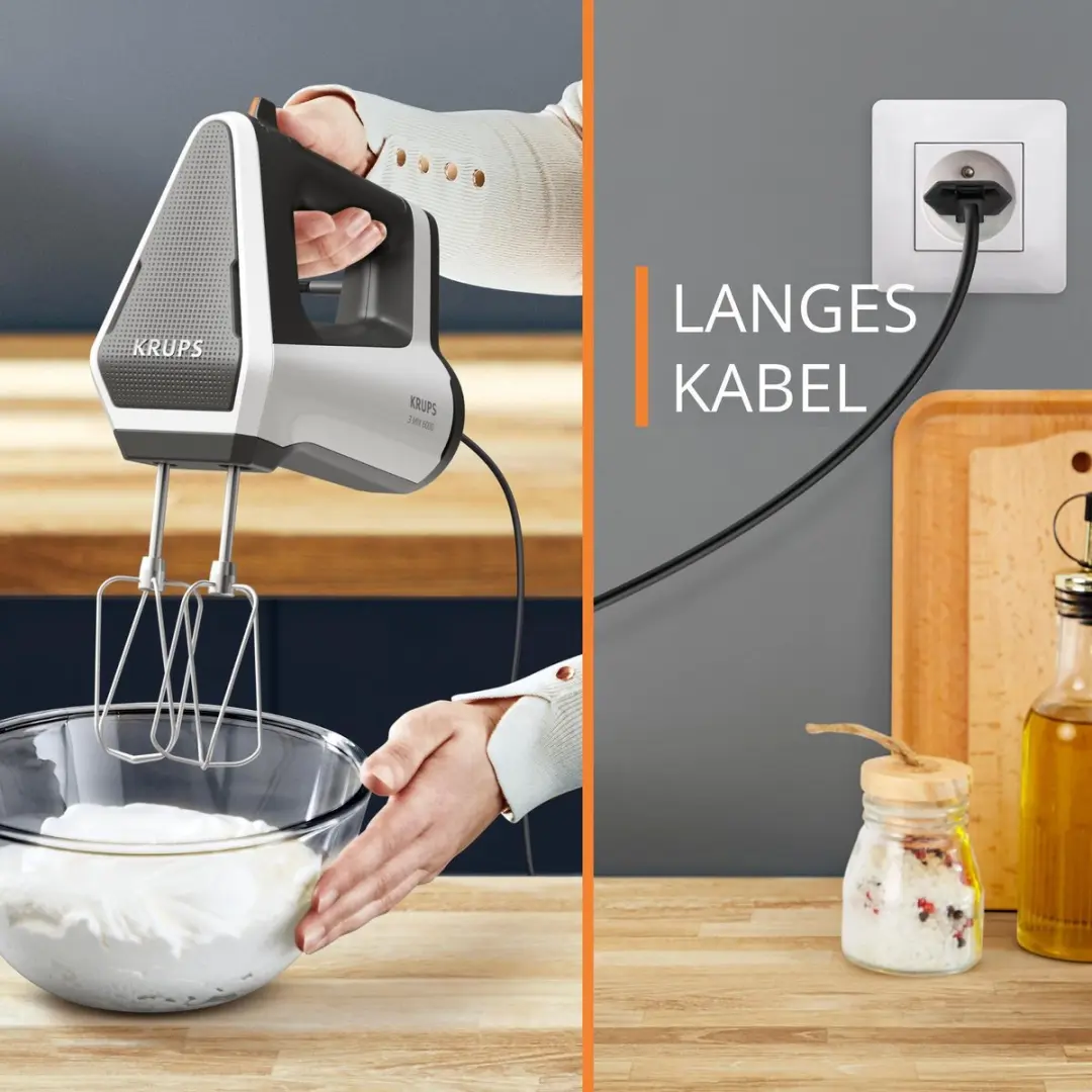 Krups 3MIX 6000 Handmixer 600W - Grijs/Wit - afbeelding 5 van 6