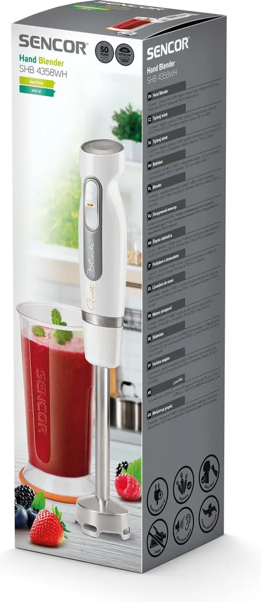 Sencor SHB 4358WH Staafmixer 600W - 0,7L - Wit - afbeelding 4 van 6