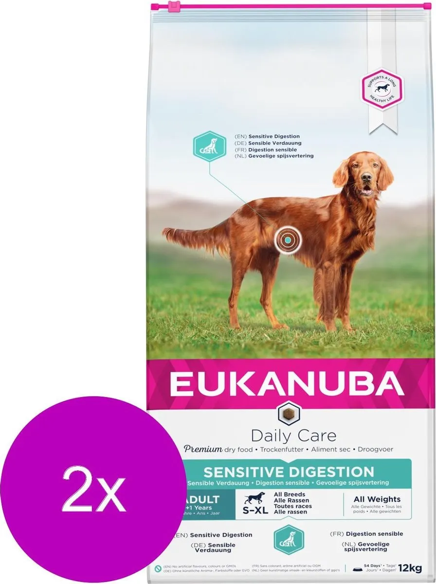 Eukanuba Daily Care Adult Sensitive Digestion Hondenvoer - 2x12kg