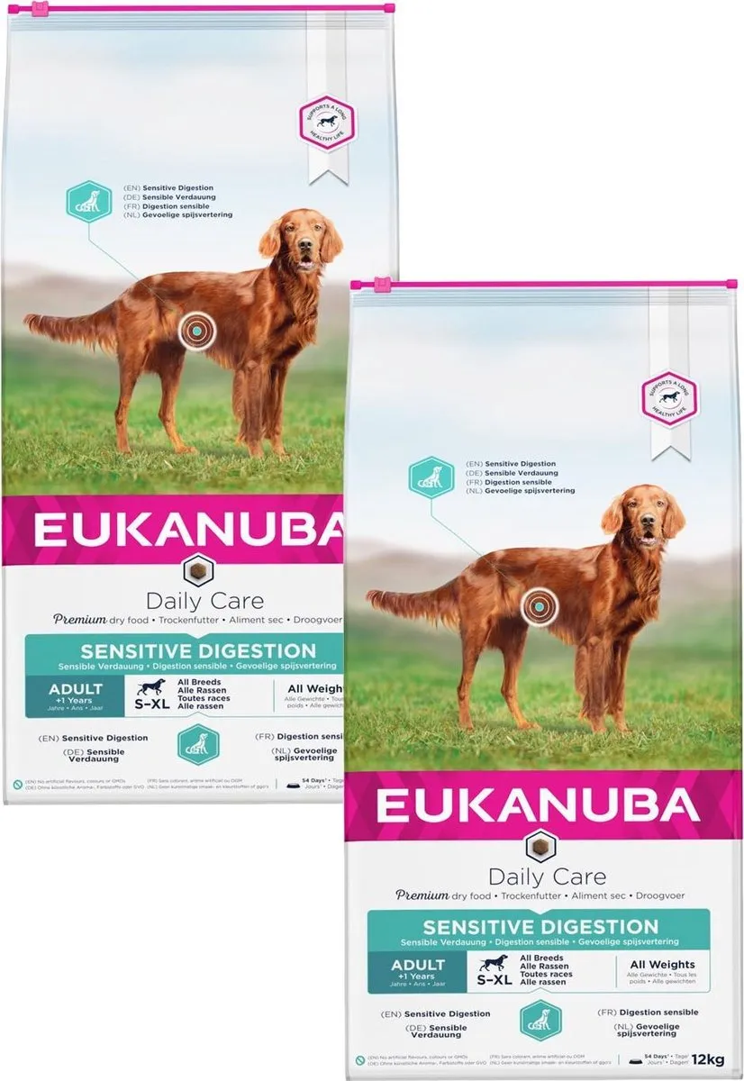 Eukanuba Daily Care Adult Sensitive Digestion Hondenvoer - 2x12kg