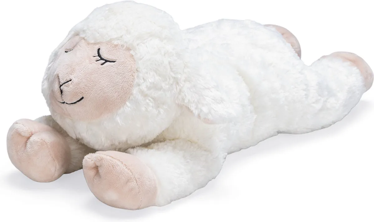 Beeztees Puppy Heartbeat Knuffel Bowi - Pluche Hondenspeelgoed 42x18x12cm - Wit
