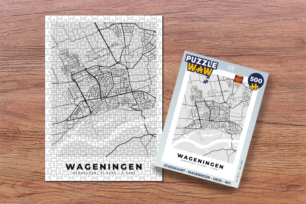 PuzzleWow Stadskaart Wageningen Legpuzzel 500 Stuks - Multicolor