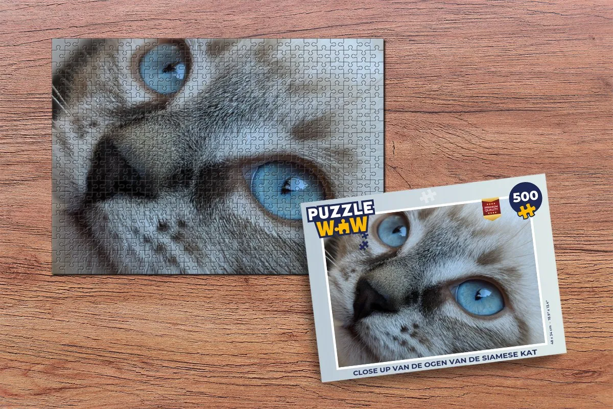 PuzzleWow Siamese Kat Ogen Legpuzzel 500 Stuks - Multicolor