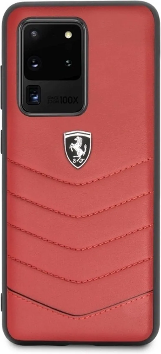 Ferrari Heritage Leather Back Case Samsung Galaxy S20 Ultra - Rood