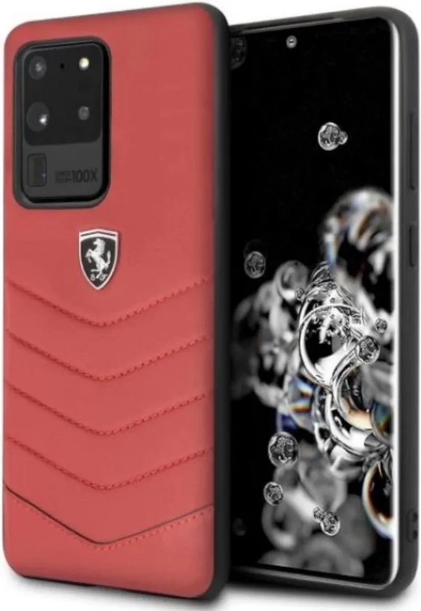 Ferrari Heritage Leather Back Case Samsung Galaxy S20 Ultra - Rood
