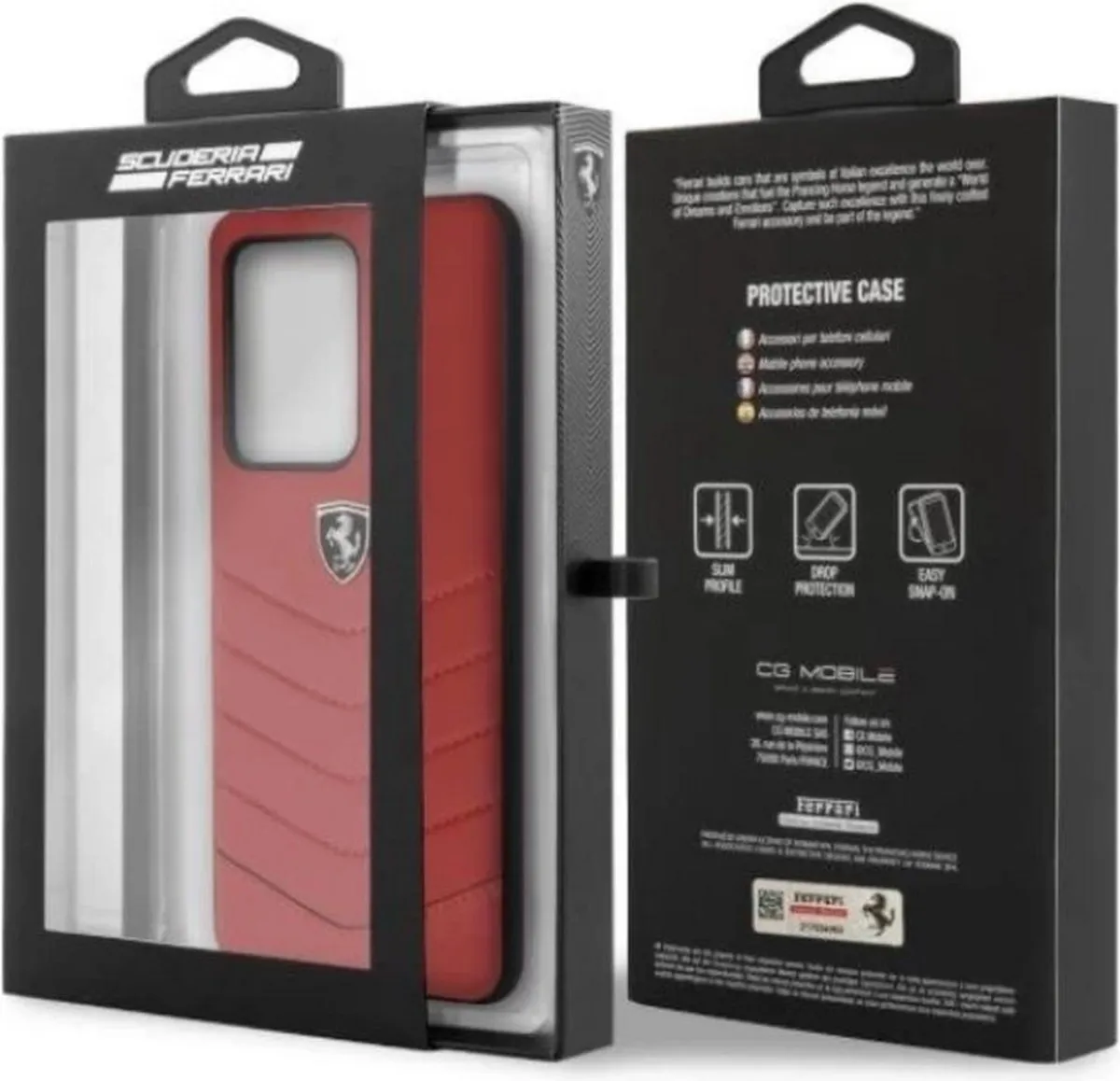 Ferrari Heritage Leather Back Case Samsung Galaxy S20 Ultra - Rood