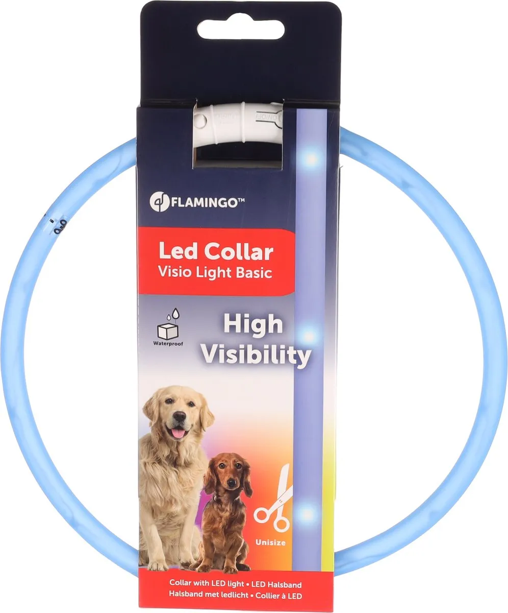 Flamingo Visio Led Halsband 70cm - Blauw