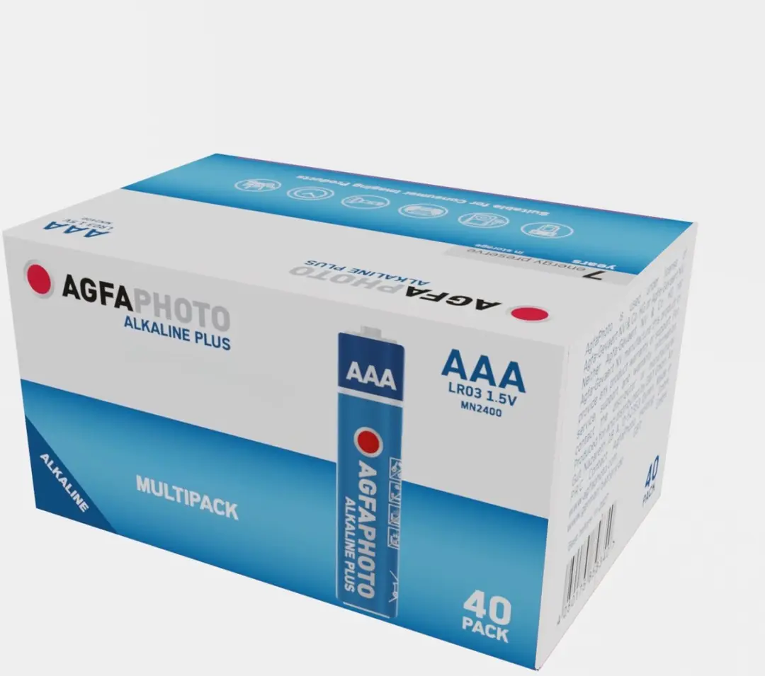 AgfaPhoto Alkalinebatterijen PLUS Micro AAA LR03 (1,5 V, set van 40)