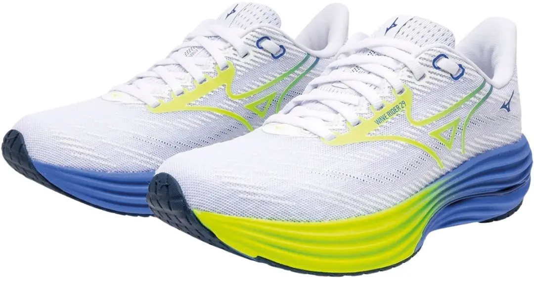 Mizuno Wave Rider 29 Hardloopschoenen Dames 39 - Wit/Blauw/Geel - afbeelding 5 van 6