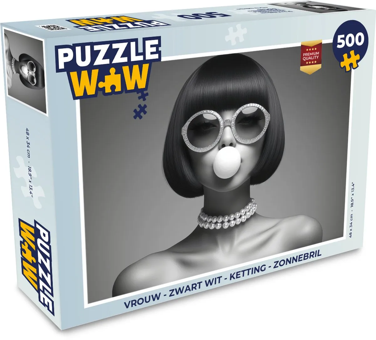 PuzzleWow Vrouw Zonnebril Legpuzzel 500 Stuks - Kauwgom