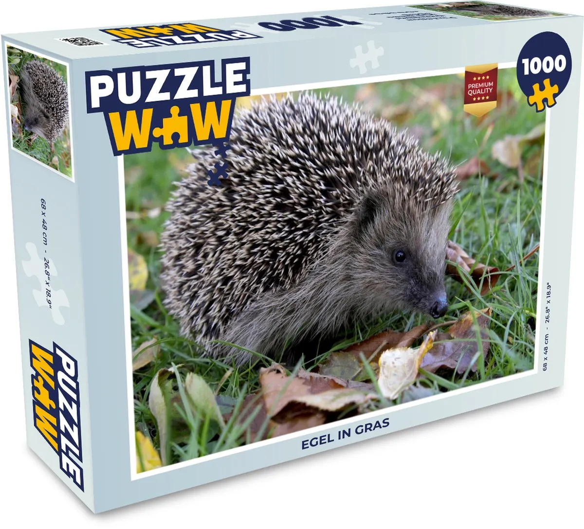 PuzzleWow Legpuzzel Egel in gras 1000 Stuks - Multicolor