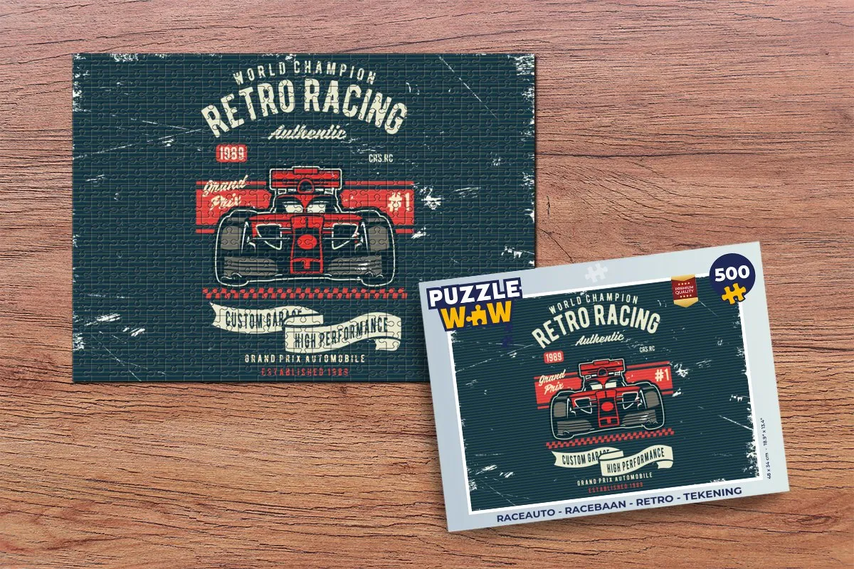 PuzzleWow Raceauto Retro Legpuzzel 500 Stuks - Multicolor