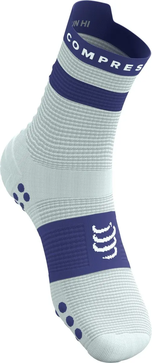 Compressport Pro Racing Socks V4.0 Run High - Wit/Oostersblauw - afbeelding 4 van 6
