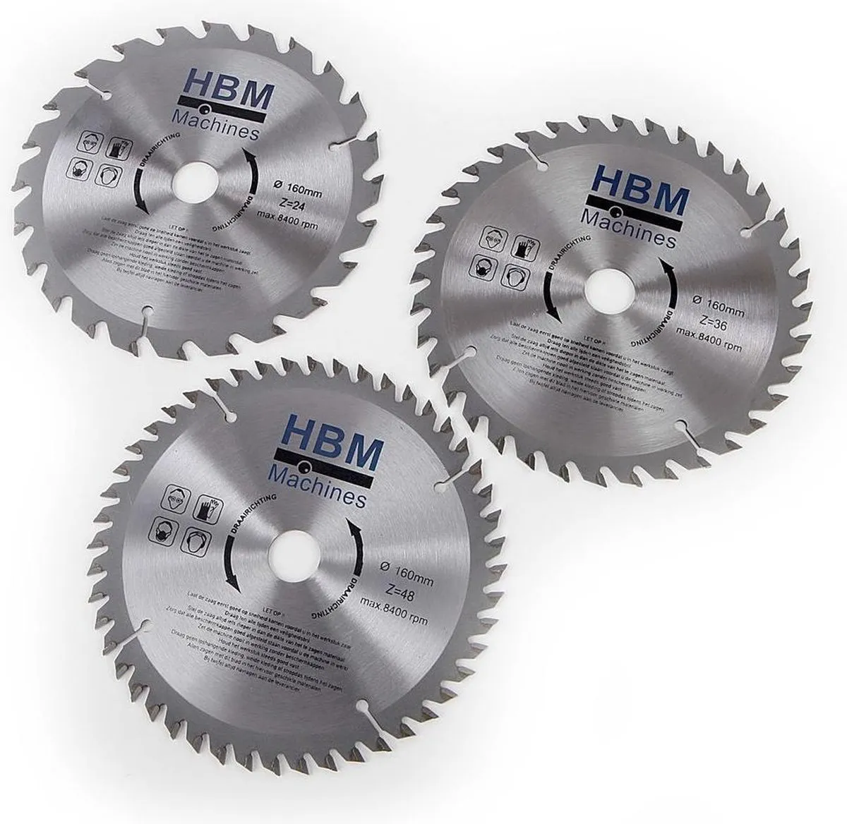 HBM 160mm PROFI Cirkelzaagbladenset 3-delig