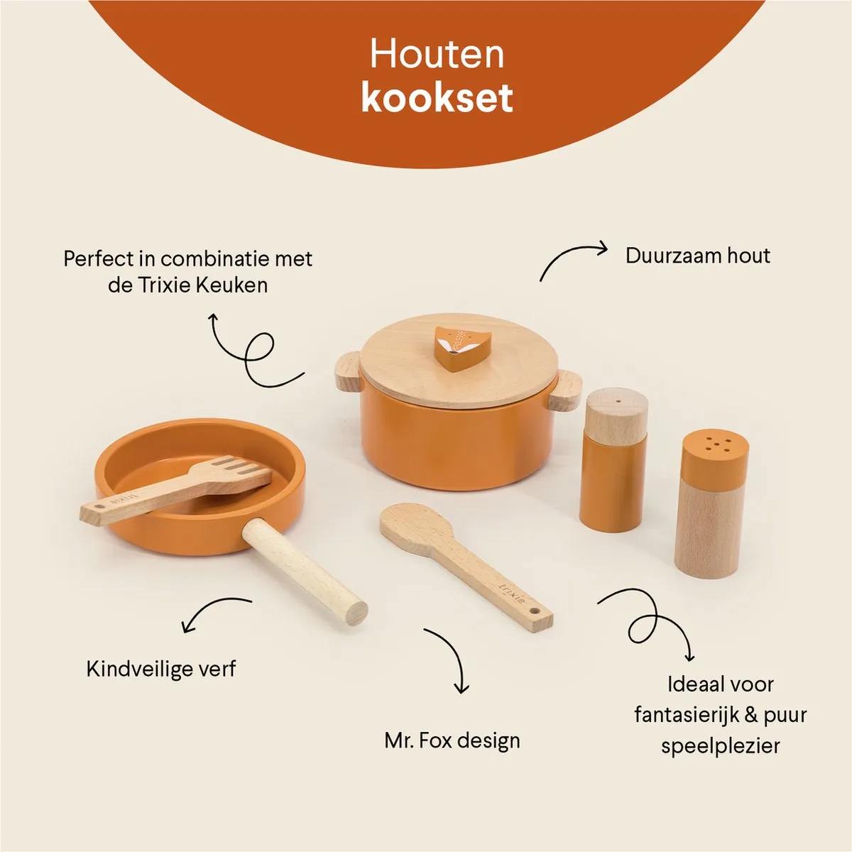 Trixie Mr. Fox Houten Kookset - Speelgoed Keukengerei