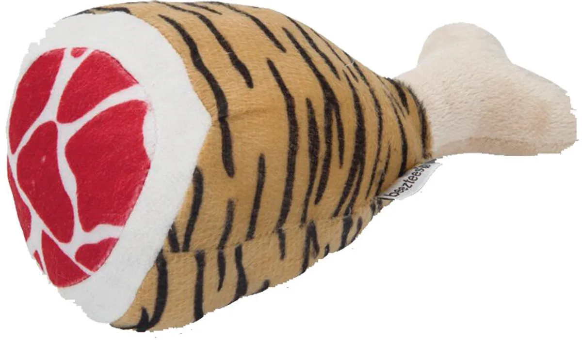Beeztees Drumstick Tijger 20cm - Bruin/Zwart/Wit/Rood