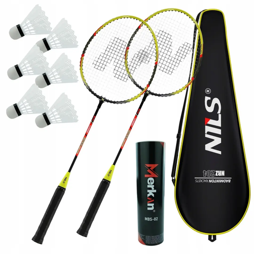 Badminton Set NILS: 2 Rackets, 6 Shuttlecocks & Bag