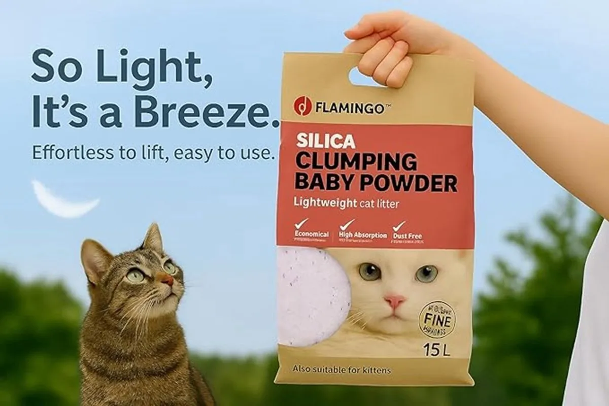 Flamingo Silica Kattenbakvulling Babypoeder - 2x15L