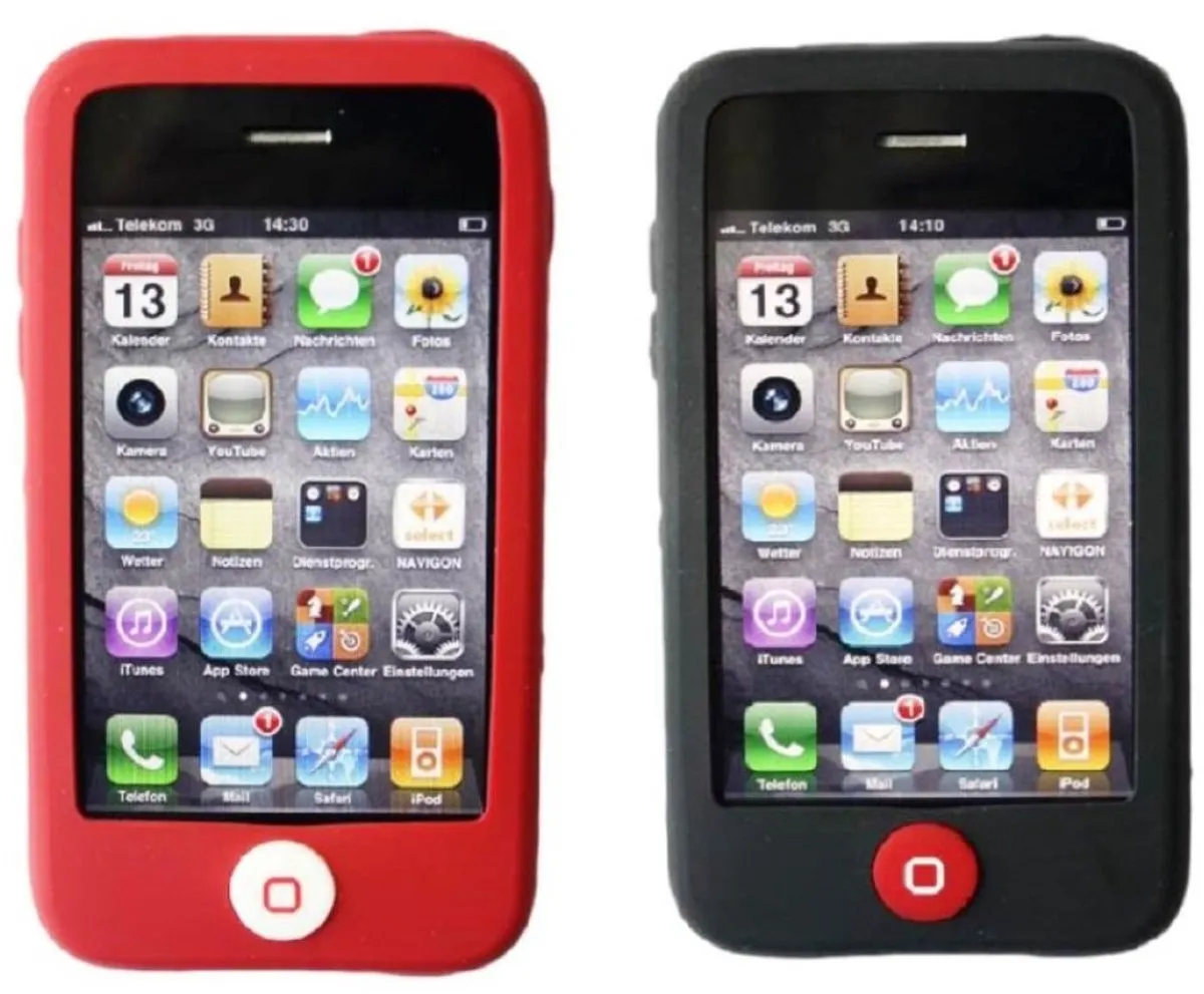 Set van 2 siliconen hoesjes zwart/rood voor Apple iPhone 3G/3GS