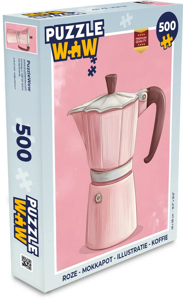 PuzzleWow Mokkapot Legpuzzel 500 Stuks - Roze