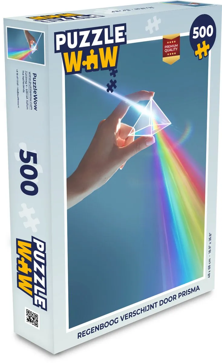 PuzzleWow Regenboog Prisma Legpuzzel 500 Stuks - Multicolor