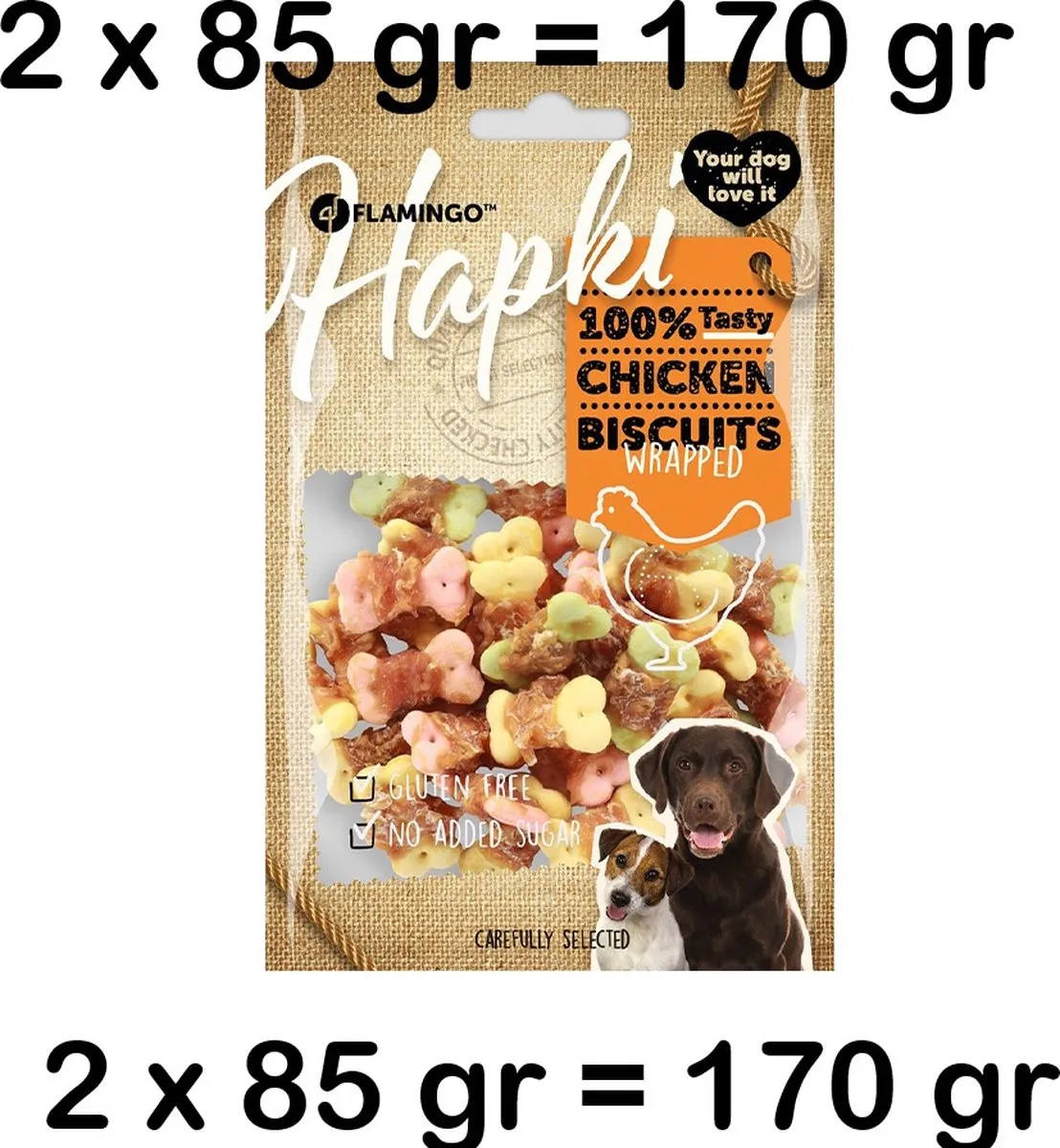 Flamingo Hapki Hondensnacks Kip 170g (2x85g)