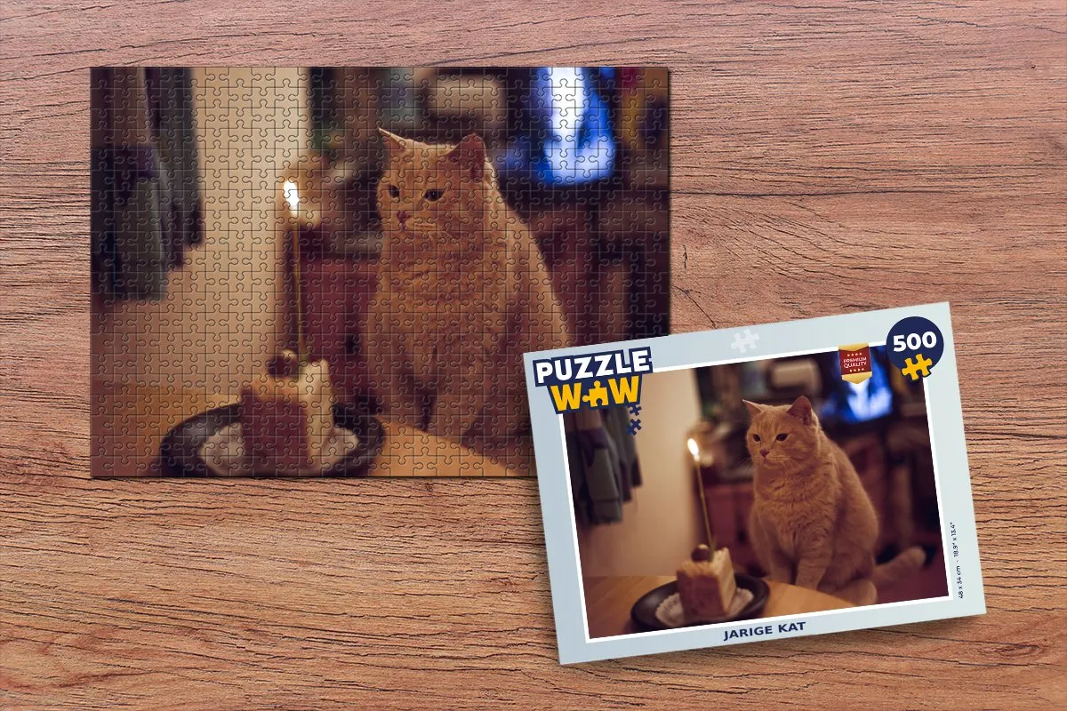 PuzzleWow Kat Verjaardag Legpuzzel 500 Stuks - Multicolor