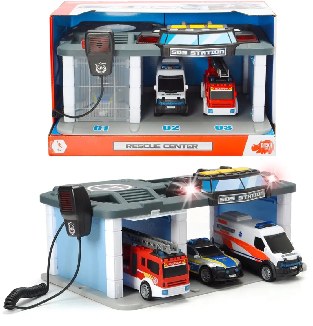 Dickie Toys Resque Center met Licht en Geluid + 3 Voertuigen