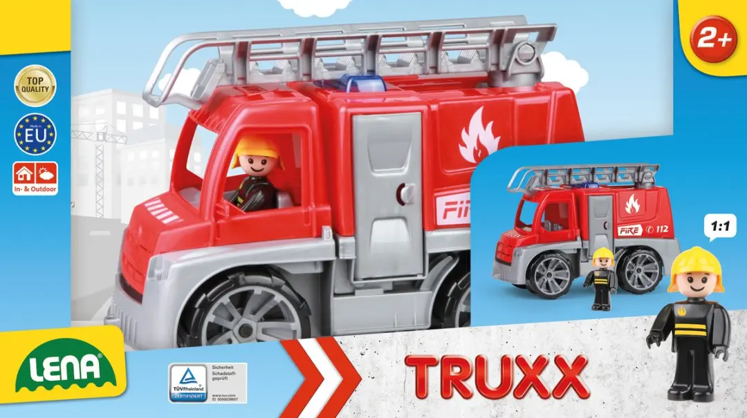 Lena Brandweerwagen Truxx 29cm - Rood/Grijs - afbeelding 3 van 5