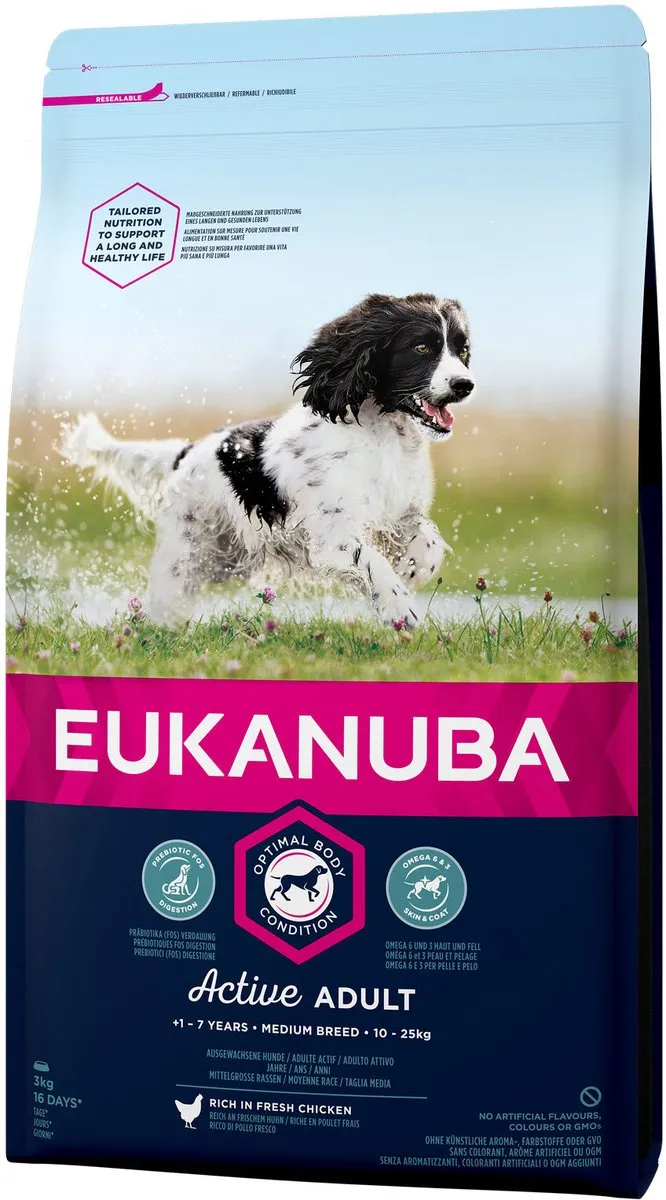 Eukanuba Adult Medium Breed Kip Hondenbrokken 3kg