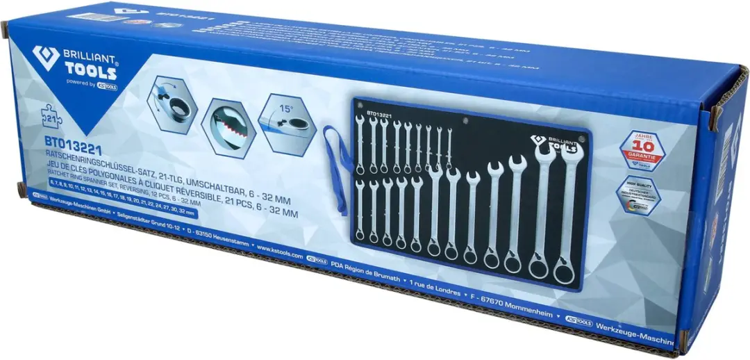 Brilliant Tools BT013221 Ratelringsteeksleutelset 21-delig - afbeelding 4 van 6