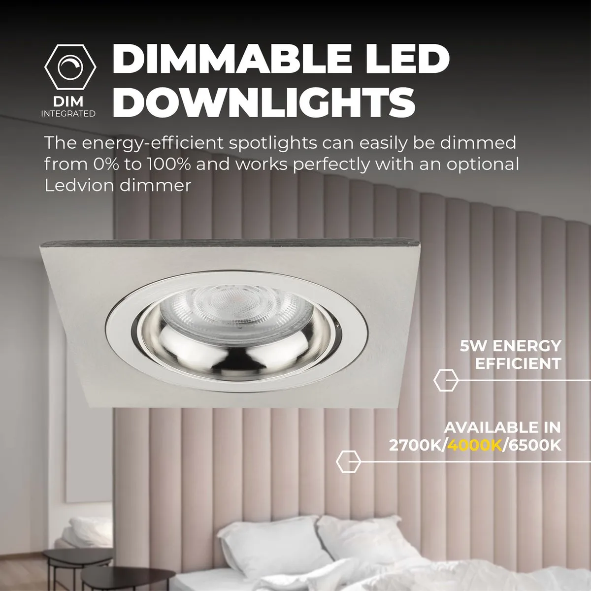 Ledvion Sevilla Inbouwspot 3W - Dimbaar 4000K - Ø92mm - RVS