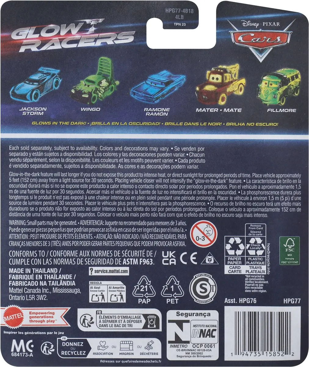 Mattel Disney Pixar Cars Lightning McQueen HPG77 - Rood - afbeelding 4 van 6