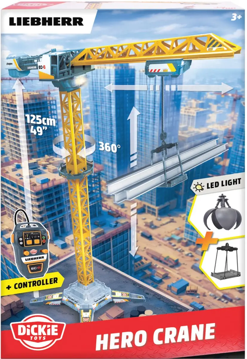 Dickie Toys Liebherr Hero Crane 125cm - Geel - afbeelding 5 van 6