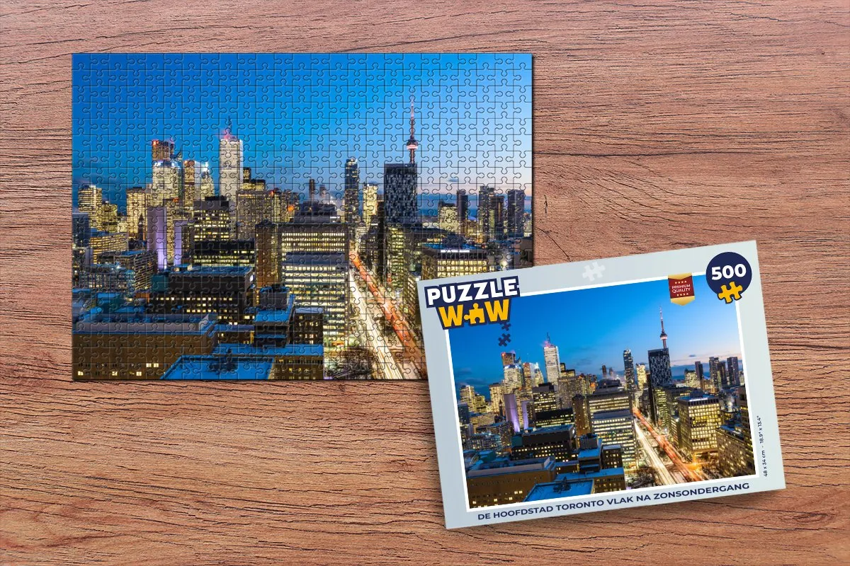 PuzzleWow Toronto Zonsondergang Legpuzzel 500 Stuks - Multicolor
