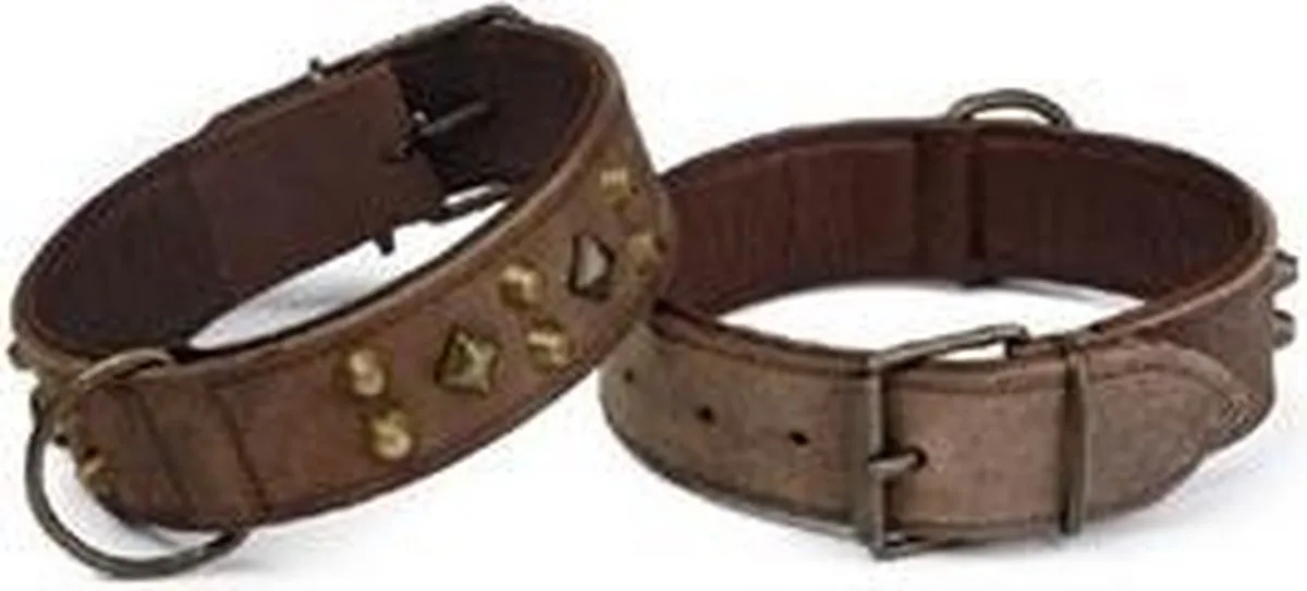 Beeztees Leren Halsband Mohican - Bruin L