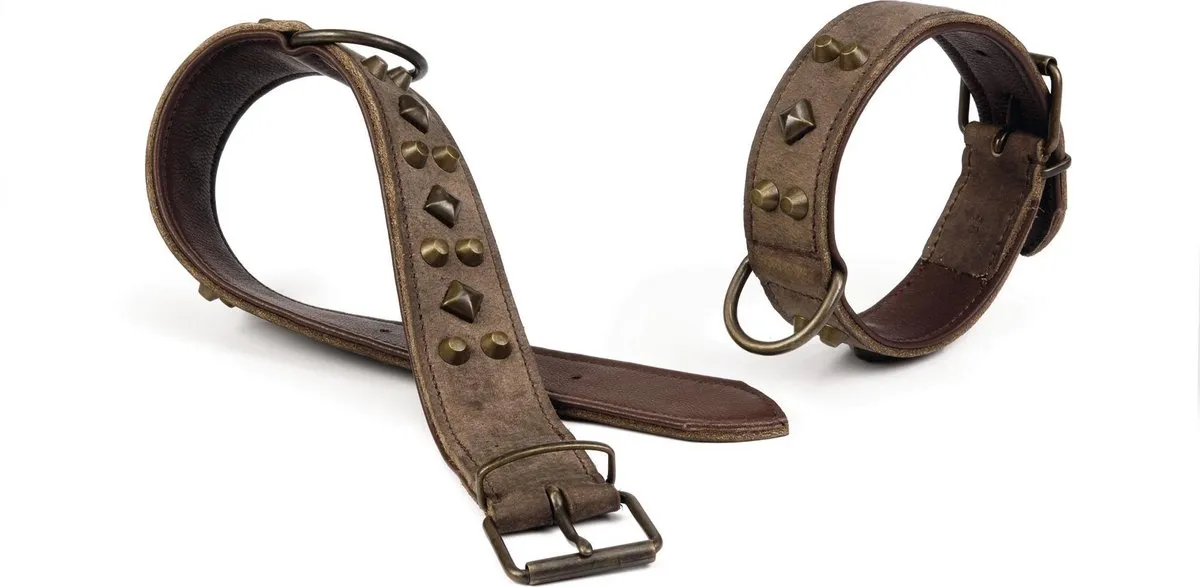 Beeztees Leren Halsband Mohican - Bruin L